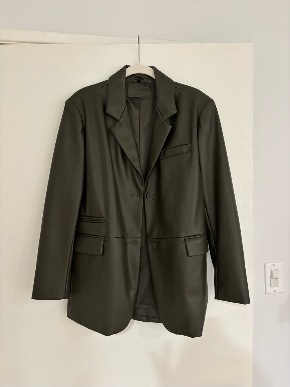 Blank NYC Olive Green Faux Leather Blazer